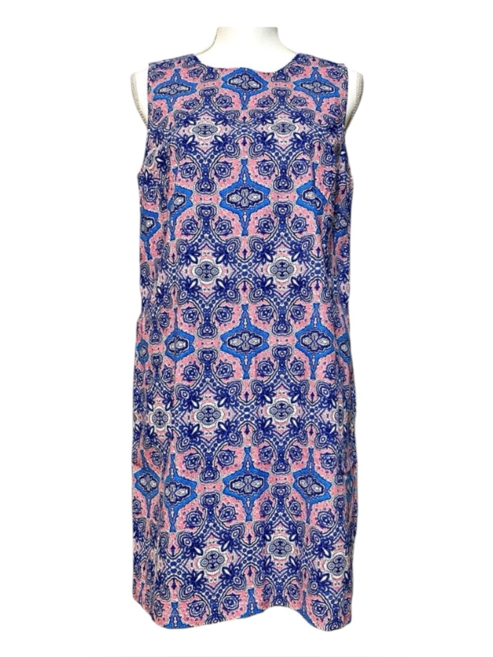 Tabitha Webb Sleeveless Paisley Shift Dress with Pockets Blue Pink Size 6 - Picture 6 of 15